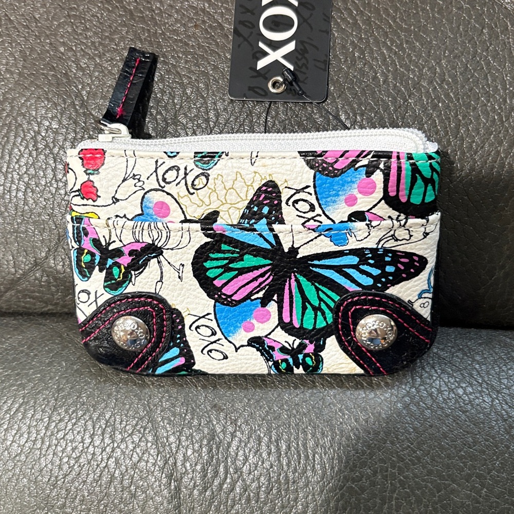 Xoxo white multicolor with black small zip case